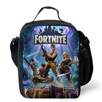 Children's Cartoon Fortnite Picnic Bag For Boys and Girls Age 5-10，Kids Insulated Cooler Lunch Bags Cute Portable Lightweight