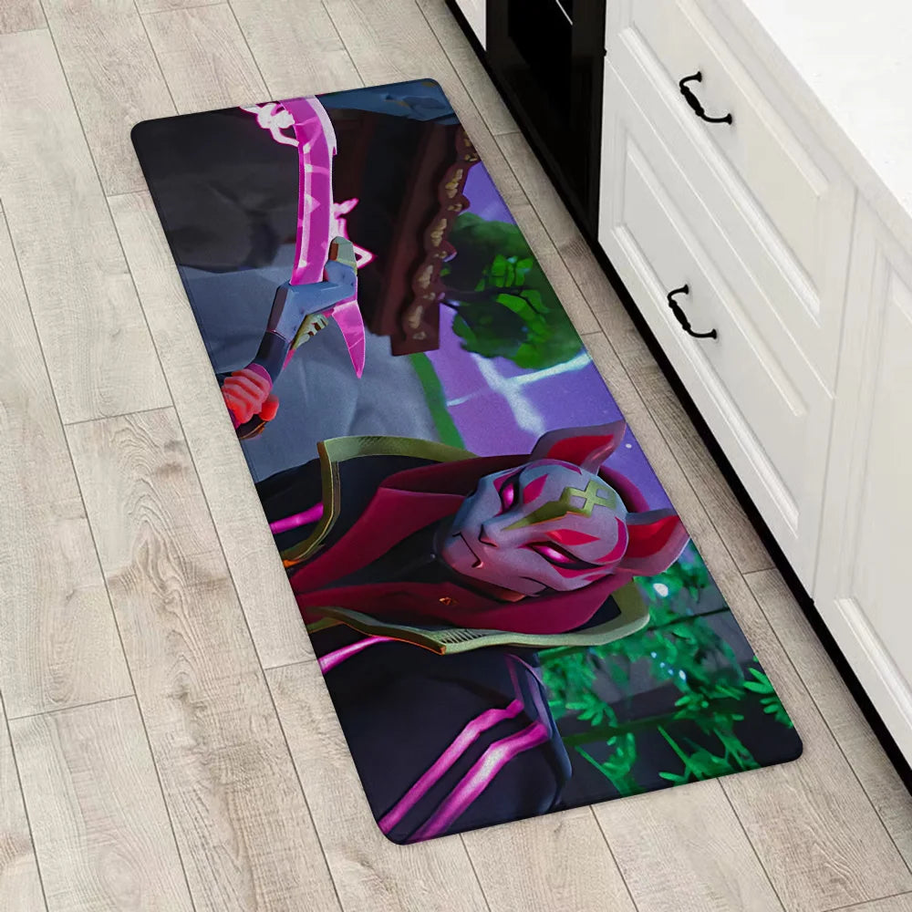 Fortnites Gaming-Eingangstür-Fußmatte, rutschfester Küchenteppich, Teppich für Wohnzimmer, Balkon und Badezimmer, Fußmatte, Bodenmatten, Teppich