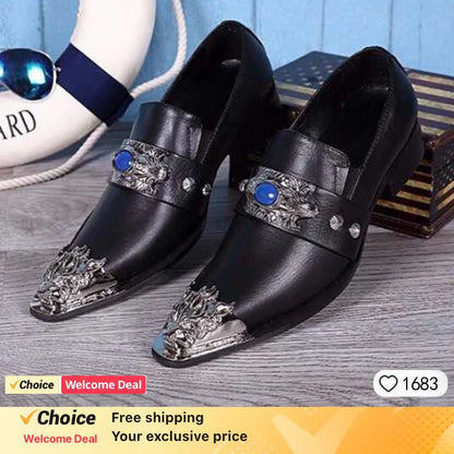 Men Luxury White Gold Metal Toe Oxford Elegant Loafers Slip On Dress Shoes Formal Wedding Party PU Leather Shoes Size 38-46