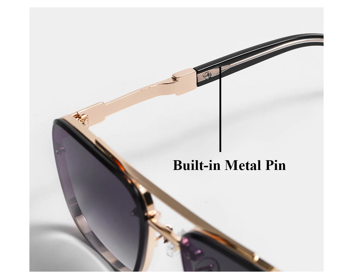 Ruiao Square Mens Designer Sunglasses Metal Frame Gradient Luxury Shades UV400 Rectangle Pilot Sun Glasses for Men