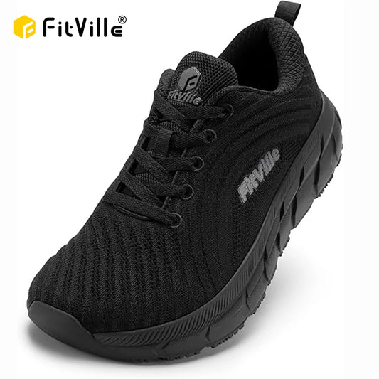 FitVille-schoenen met brede teenruimte voor heren, goed gedempte extra brede schoenen, antislip, breed, lichtgewicht en ademend, voor hardlopen