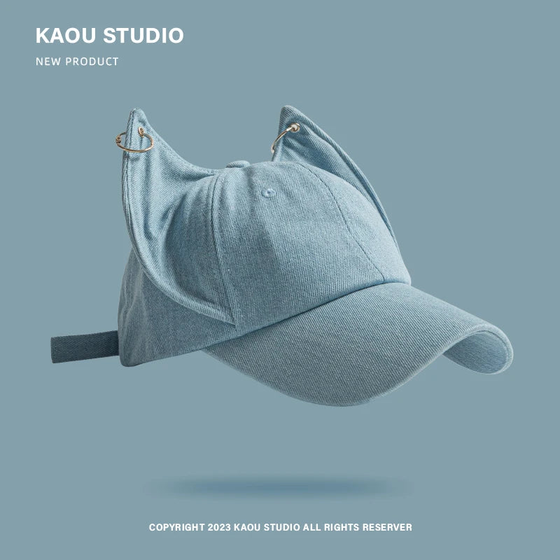 Casquette de baseball cowboy tendance « Niche Y2k Personality » avec oreilles de renard mignonnes, boucle métallique, visière ajustable, pour homme et femme, style hip-hop