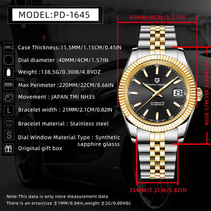 Orologi PAGANI DESIGN 2026 nuovi, meccanici di lusso oro e argento da uomo, in acciaio inossidabile, vetro zaffiro, automatici
