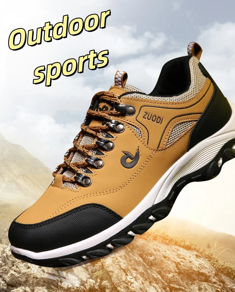 Autumn And Winter Models, Men's Waterproof Hiking Shoes, Outdoor PU Leather Sports Shoes, Wear-Resistant,  Walking, Tactical