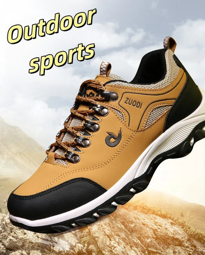 Autumn And Winter Models, Men's Waterproof Hiking Shoes, Outdoor PU Leather Sports Shoes, Wear-Resistant,  Walking, Tactical