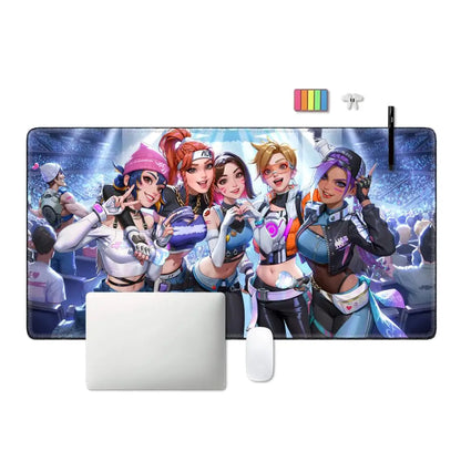 Tapete de Rato Gaming XXL HYBXAXC Sexy Anime Girls em Borracha Macia para Laptop, Escritório, Computador, Overwatch e Teclado