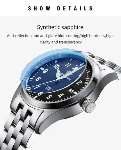 ADDIESDIVE Classic Men's Automatic Mechanical Watch 200m Water Resistant C3 Luminous 316L Stainless Steel Vintage Watch AD2519