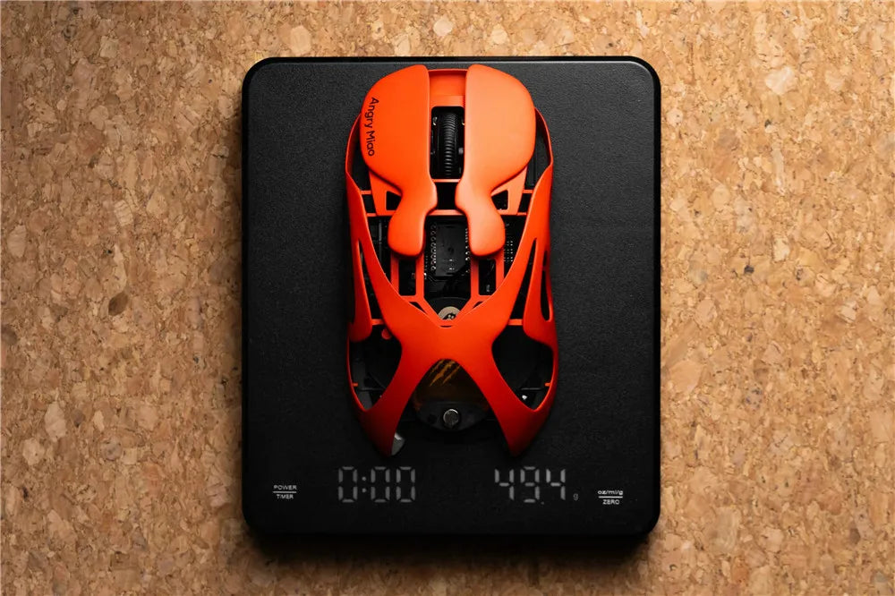 Rato Gaming Sem Fios Angry Miao Infinity, Metal Hot-Swappable, Ultraligeiro Oco, PAW3950, Dual 8K, Com Fio, Tri-Mode, Laranja