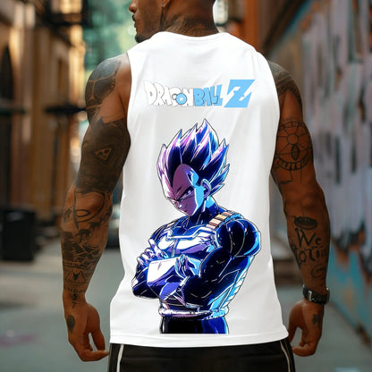Dragon Ball Z Super Blue Vegeta American Retro Fitness Vest Y2K Harajuku Style Spring and Summer New Men's T-Shirt Daily Wear