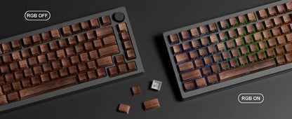 Teclas PBT translúcidas Cherry com gravação lateral e padrão de madeira, 126 teclas, personalizadas para teclado mecânico 60/84/98/108