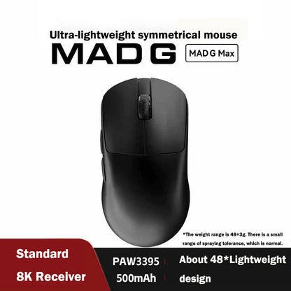 FGG Madlions Mad G Pro Max — oryginalna ultralekka bezprzewodowa mysz gamingowa 8K HZ Dual-Mode o niskim opóźnieniu, PAW3395, akcesoria dla graczy, prezenty