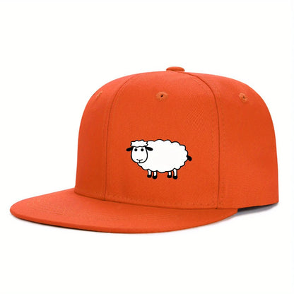 Casquette de baseball unisexe ajustable - Casquette de style urbain à visière plate avec motif de mouton : un accessoire décontracté, polyvalent et personnalisable