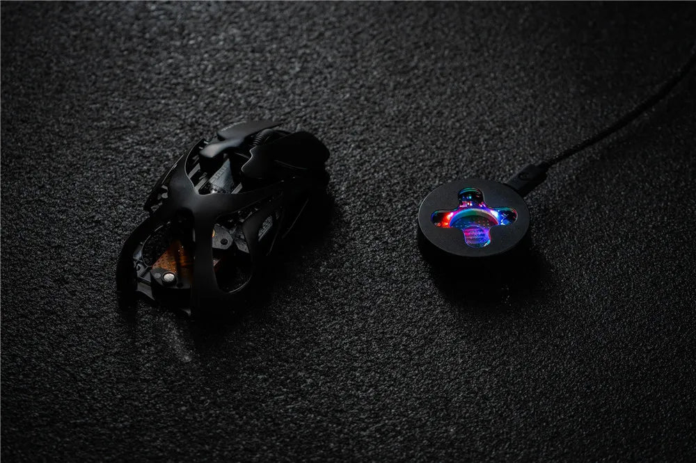 Rato Gaming Sem Fios Angry Miao Infinity, Metal Hot-Swappable, Ultraligeiro Oco, PAW3950, Dual 8K, Com Fio, Tri-Mode, Laranja