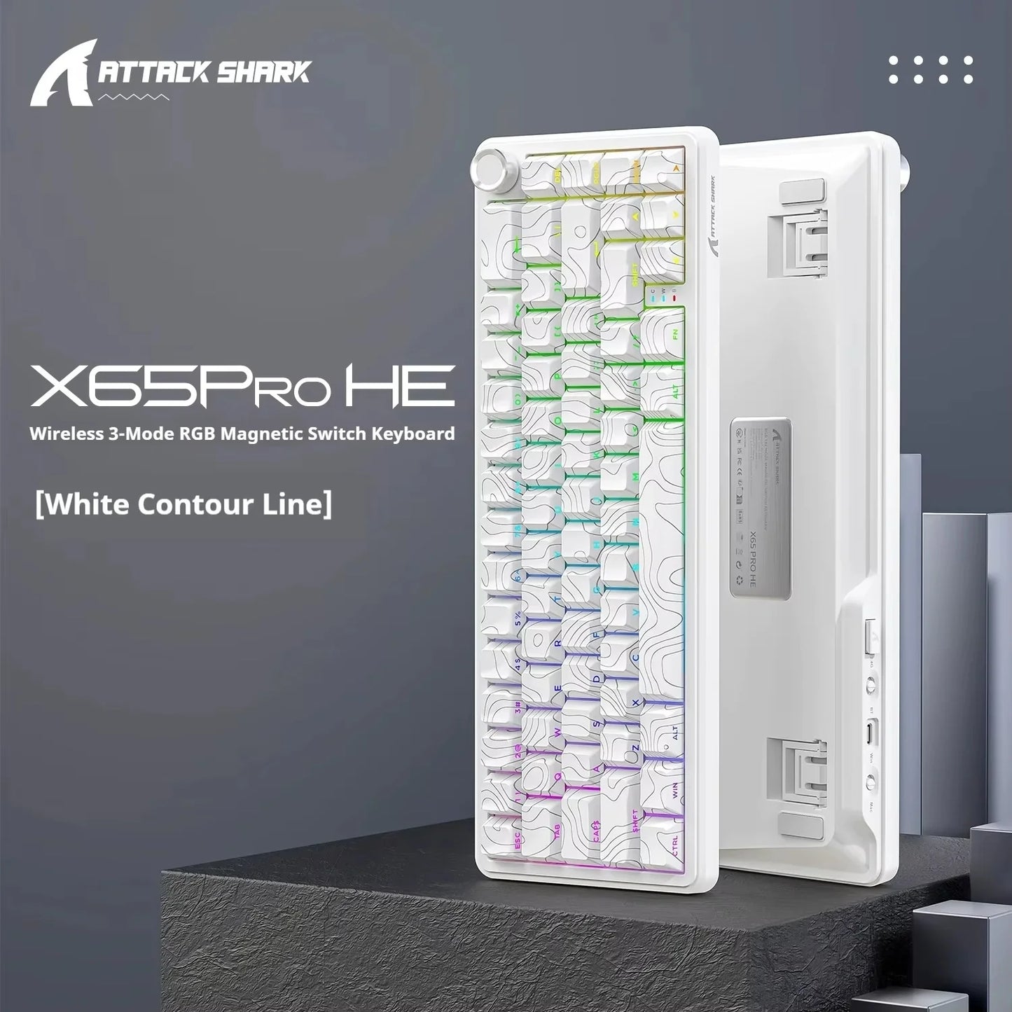 Attack Shark X65 PRO HE Magnetic Switch Keyboards 8K RT 0.001mm Side Engraving Bluetooth Wireless Gaming Keyboards Windows Mac PC
