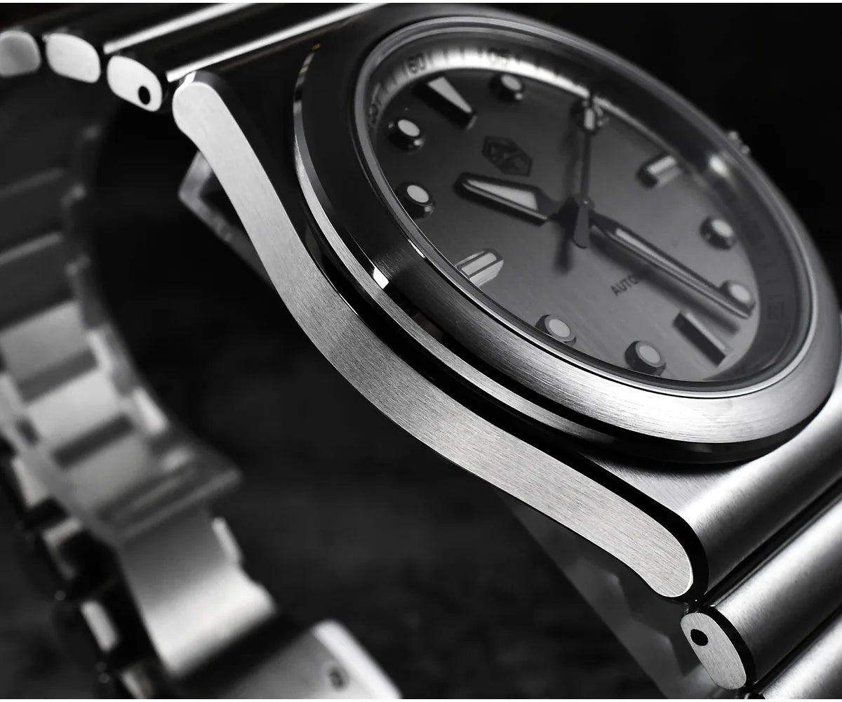 San Martin 40mm Men Sports Watch SS Brushed Dial Integrated Bracelet Miyota 90S5 Original Design Automatic Mechanical SN0149