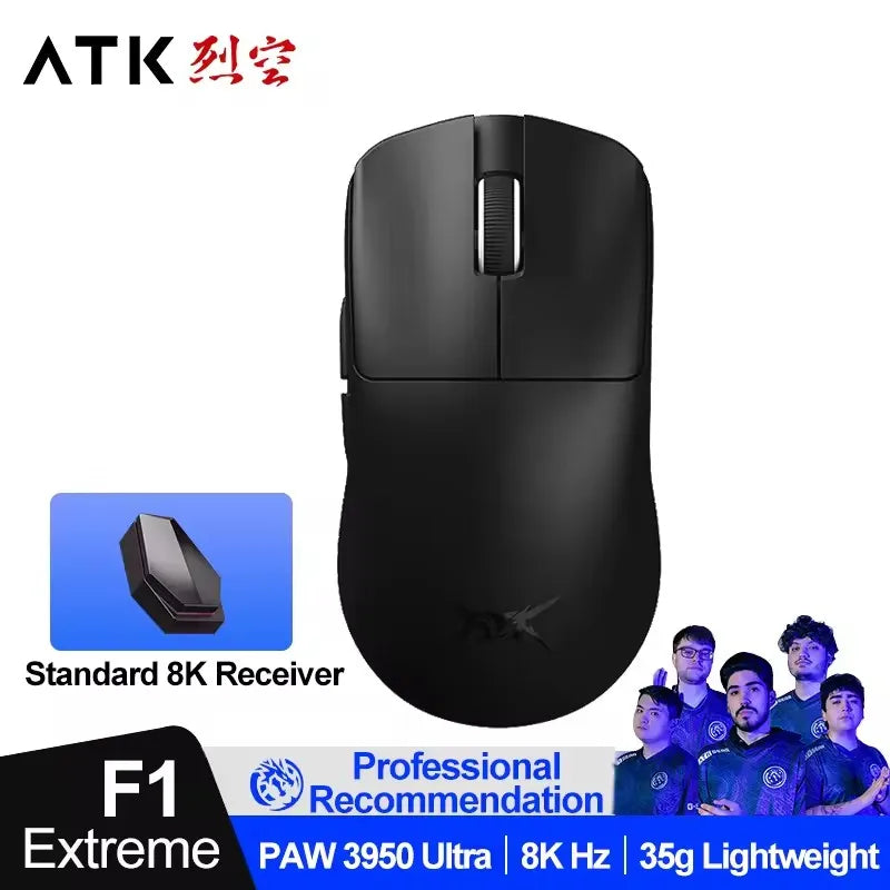 Rato Gaming Sem Fios ATK BlazingSky F1 Extreme PAW3950 Ultra Dual-Mode 8000Hz, 35g, Leve, para E-sports FPS
