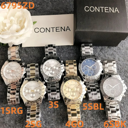 CONTENA Women's Top Brand Quartz Watch Classic Elegant Ladies Watch Luxury Stainless Steel Women Wristwatch Clock montre femme
