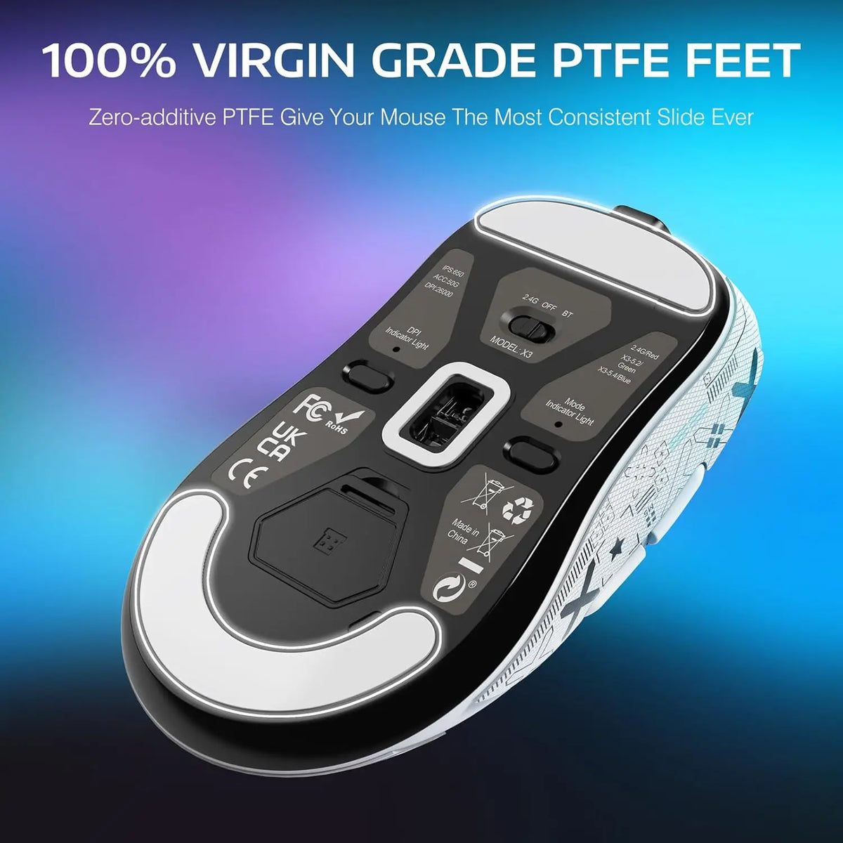 ATTACK SHARK X3 Lightweight Wireless Gaming Mouse, 49g Tri-Mode, PAW3395 26K DPI Sensor, 200h Battery Life, 5 Programmable Buttons
