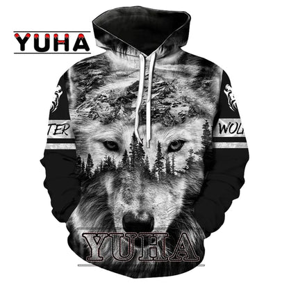 Sweats com Capuz Estampados de Lobo para Homem 3D, Sweatshirts de Marca, Casacos de Qualidade, Pullover de Moda, Fatos de Treino Animal Streetwear Out