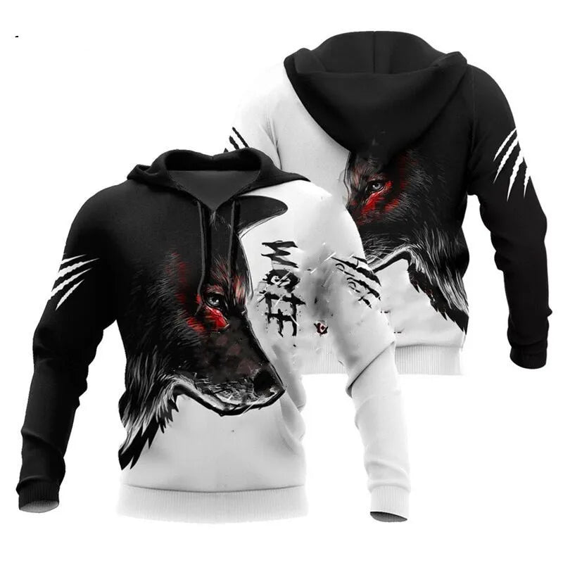 Fashion Autumn lion,wolf Hoodies White Tiger Skin 3D All Over Printed Mens Sweatshirt Unisex Pullover Casual Jacket