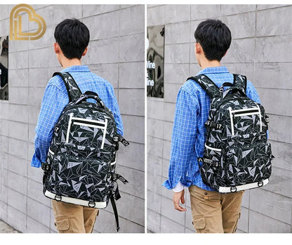 Mochila Yule Trooper F-Fortnited Battle Royale com carregamento USB, figuras anime e compartimento para material escolar para estudantes