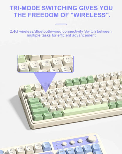 AULA S99 Spider Keyboard Membrane Keyboard Wireless Bluetooth Wired Three Mode RGB Gamer Keyboards Office Typing Mute 99 Keys