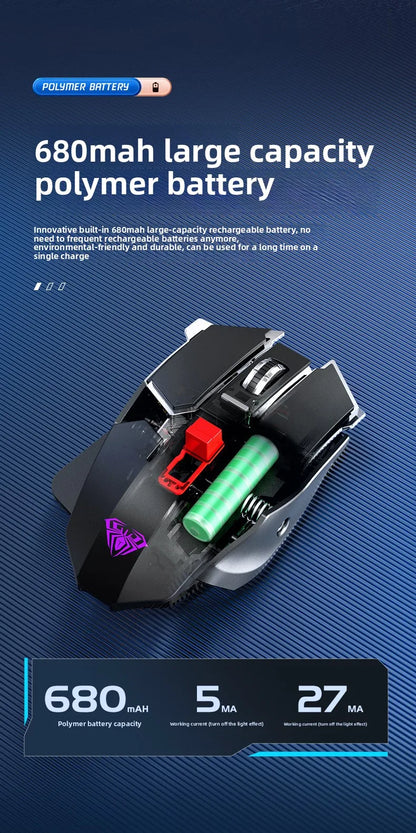 Novo Rato Gaming Sem Fios SC300 2025 2.4G RGB 3200dpi Recarregável, Silencioso e Mecânico, para E-sports, Computador de Secretária e Portátil