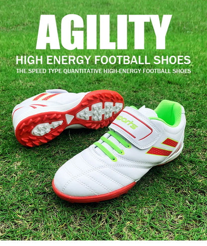 Boys' and Girls' TF Children's Football Shoes Hook and Loop Football Boots No Spikes Lacrosse Beginner Cricket Shoes Baseball Shoes