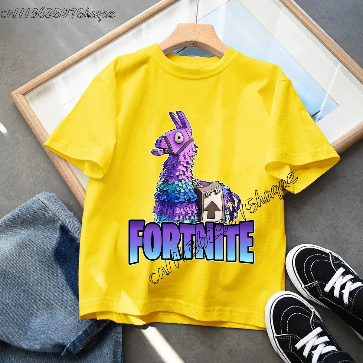 T-shirt infantil de verão Fortnite Bottle Royale — T-shirt de aniversário e festa para menino, manga curta em algodão