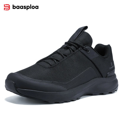 Baasploa Hiking Shoes Men Outdoor Waterproof Camping Resistant Non Slip Sneakers Male Casual Lightweight Lace-Up Walking Shoes