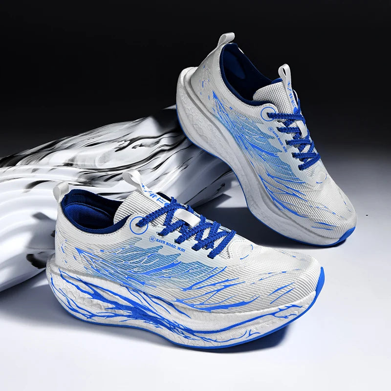 New Men's Carbon Plate Sneakers Outdoor Soft Sole Mesh Sports Shoes Running Shoes Light Anti-Slip Casual Couple Tennis Shoes