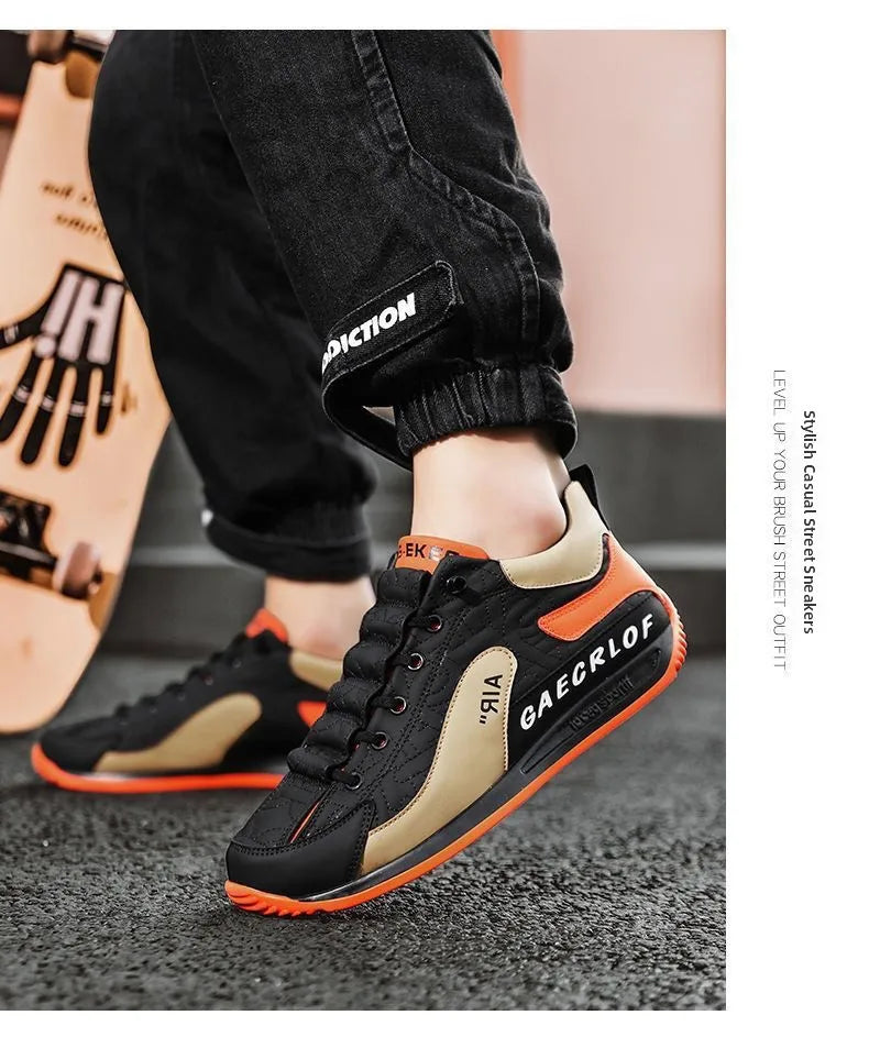Men's Casual Sports Shoes Breathable Comfortable Flat Heel Low Cut Lace up Leather Upgraded Version of the Classic AGAM Shoe