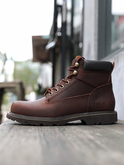 KOWM Cowhide Outdoor Men Hiking Shoes Waterproof Tactical Desert shoes Hunting Boots Snow Boots Fur Sneaker Women Trekking Shoes