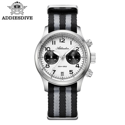 ADDIESDIVE 2025 Novo Relógio Masculino Panda Eye Retro de Luxo VK64 Quartz, Cronógrafo Desportivo para Homem, 100M Impermeável, Luminoso