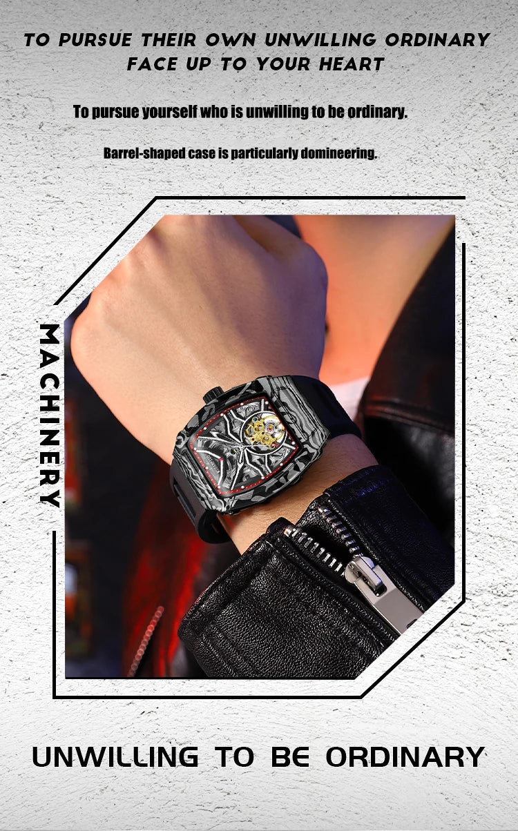Fully automatic skeleton mechanical watch, fashionable personality, luxury hot men's watch, casual business watch