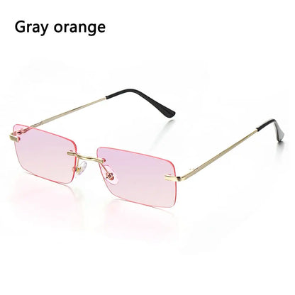 Fashion Rimless Rectangle Sunglasses Women Luxury Design Sun Glasses Ladies Retro Gradient Eyewear Summer UV400 Sun Shades