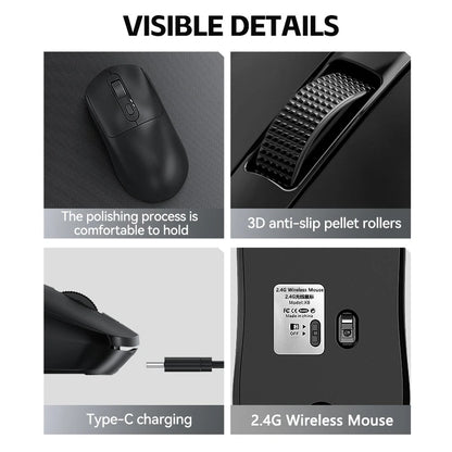 Mouse da gaming wireless Warvank X8 500 mAh ricaricabile TYPE-C, mouse da ufficio adatto a laptop e computer desktop