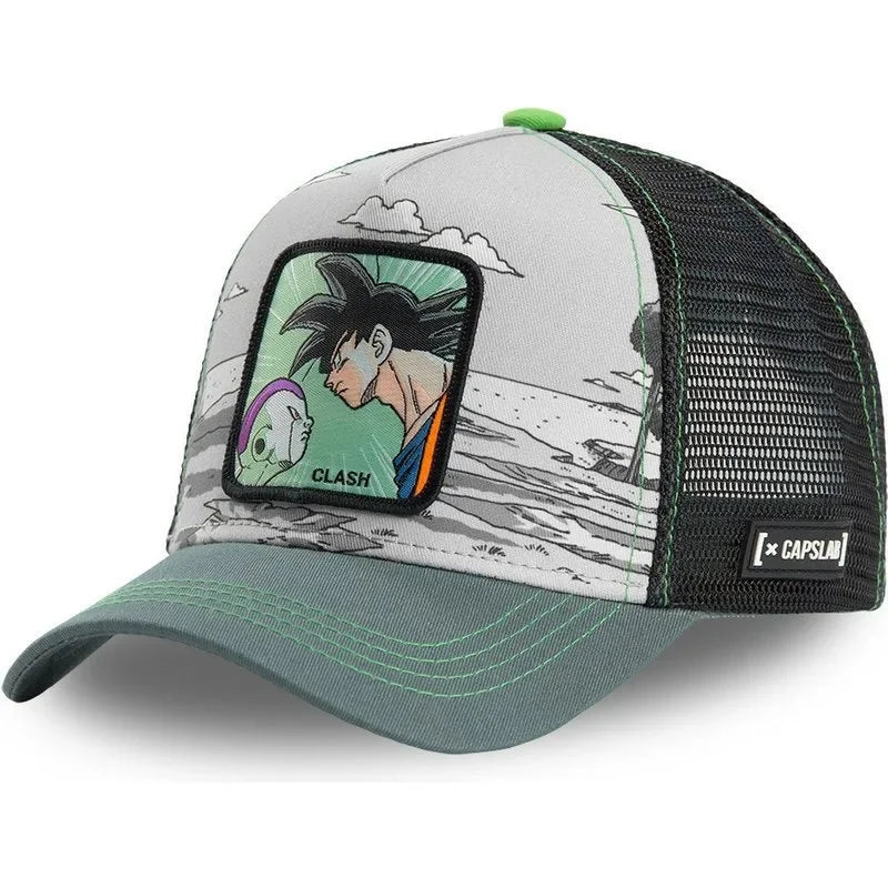 Dragon Ball Buu Goku Cap Ljetna muška kapa s ravnim vrhom i šiljastim obodom, s vezenim uzorkom, hip-hop stil, sunčana vizira, podesiva trucker mrežasta kapa