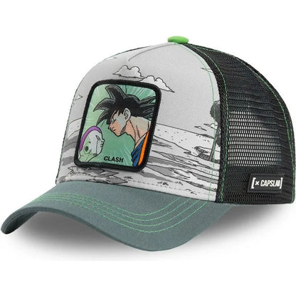 Dragon Ball Buu Goku Cap Ljetna muška kapa s ravnim vrhom i šiljastim obodom, s vezenim uzorkom, hip-hop stil, sunčana vizira, podesiva trucker mrežasta kapa