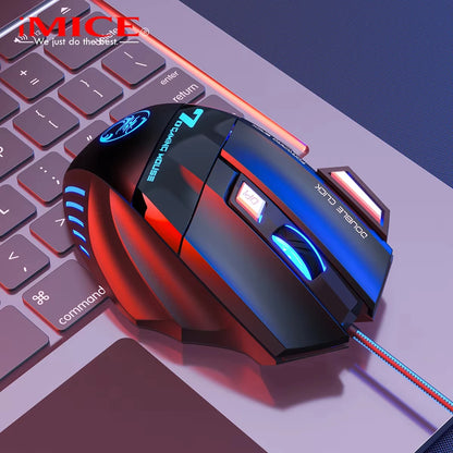 iMICE X7 Ergonomic Wired Gaming Mouse, 3200 DPI USB Gaming Mouse with 7 Programmable Buttons, LED Backlit Computer Gamer Mouse for PC & Laptop