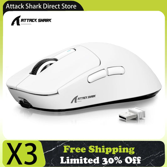 Attack Shark X3/X3 Pro Wireless Gaming Mouse, 26K DPI PixArt PAW3395, Tri-Mode Bluetooth 5.2/2.4G/Wired, 49g Ultralight Gaming Mouse for PC