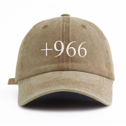 1pc +966 Embroidery Washed Baseball Cap for Adults,  Minimalist Retro Style Casual Soft Adjustable Dad Hat, Perfect As Gift