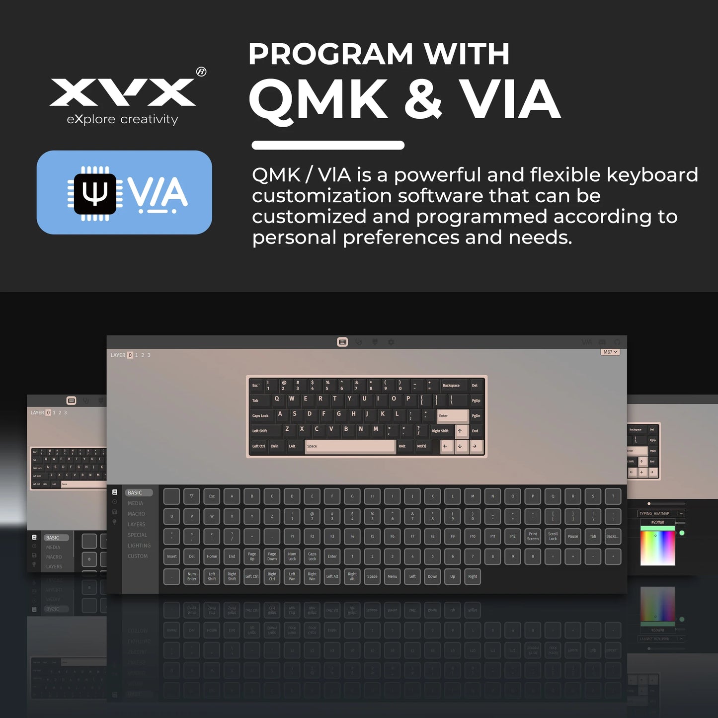 Teclado mecânico XVX M67 JadeStone com teclas IMD-Tech, hot-swappable, gasket, tri-mode, RGB personalizado, sem fios, 65%