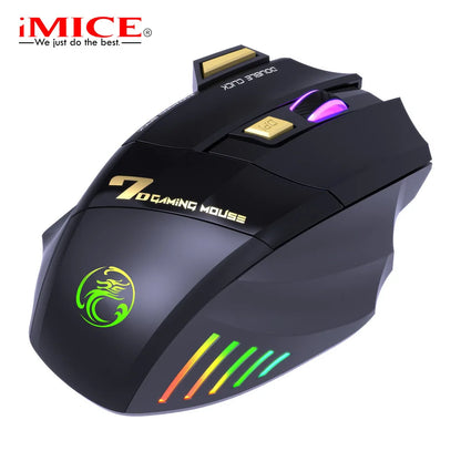Rechargeable Wireless Gaming Mouse 2.4G Silent RGB Gaming Mouse with 7 Buttons, Adjustable DPI, Ergonomic Rechargeable Wireless Gaming Mouse for PC & Laptop
