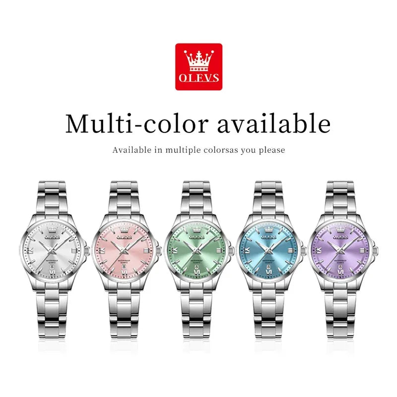 OLEVS 3668 Women Watch Luxury Original Waterproof Stainless Steel Quartz Watch Roman Automatic Date Women Watch Reloj Para Mujer