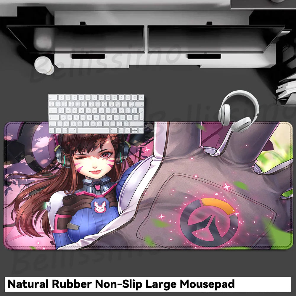 Acessórios Gaming O-Overwatch D-D.va Tapete de Rato Grande para Teclado e Rato, Deskmat XXL Estendido para PC, Tapete Gamer