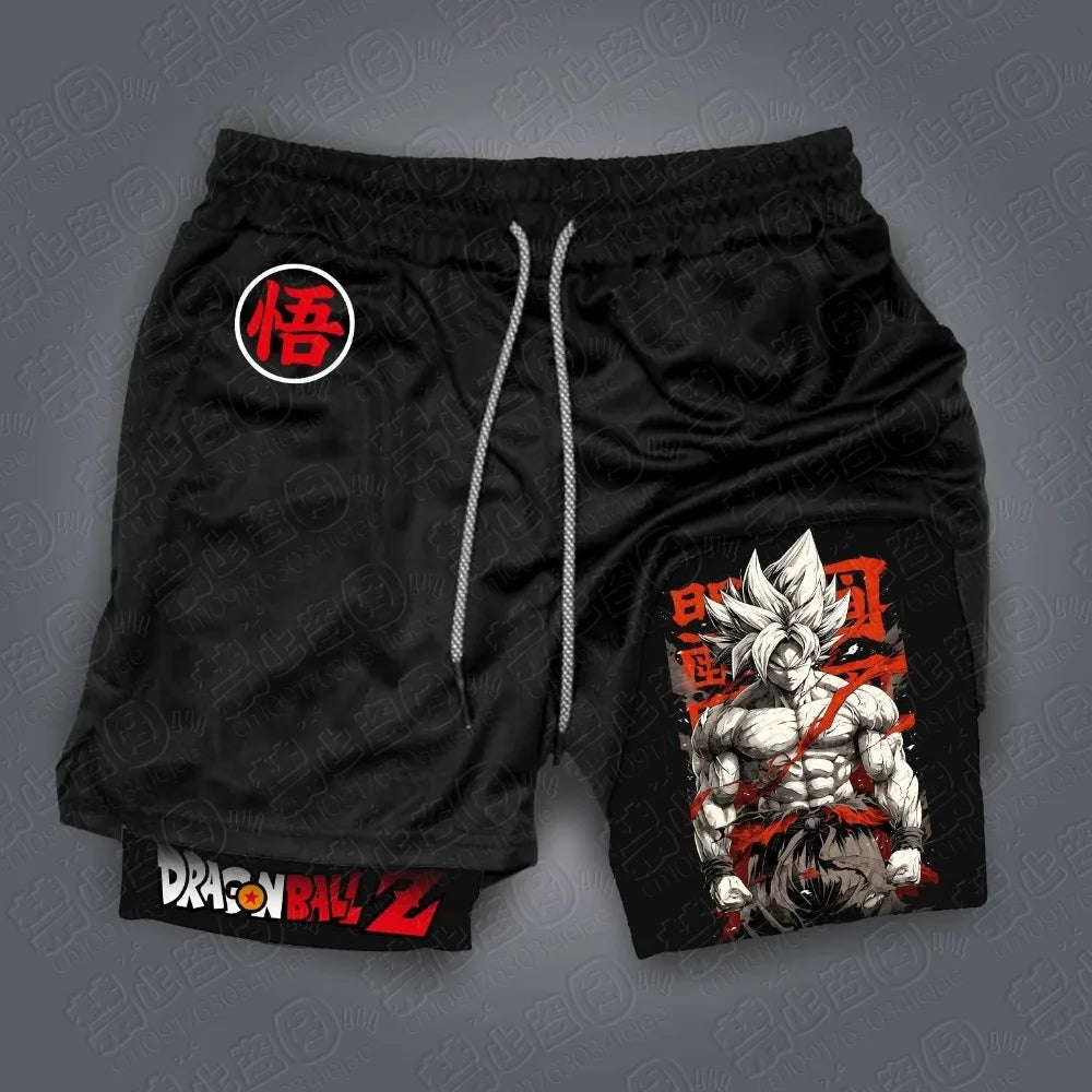Dragon Ball Anime GOKU Peripheral Printed Double Layer Shorts 2026 Latest Spring and Summer Sports Men's Loose Breathable Pants