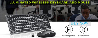 Backlit 7-Colors Bluetooth Keyboard with Touchpad 2.4G Wireless Multimedia Rechargeable Keyboard for Laptop PC Tablet