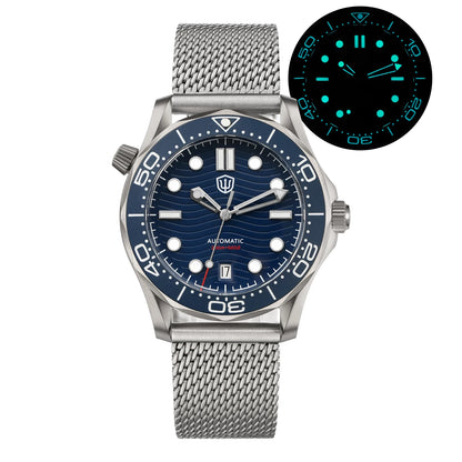 Watchdives WD007 V2 39mm Titanium Dive Watch PT5000 Automatic Movement Luminous 200m Waterproof Domed Bubble Sapphire Watches