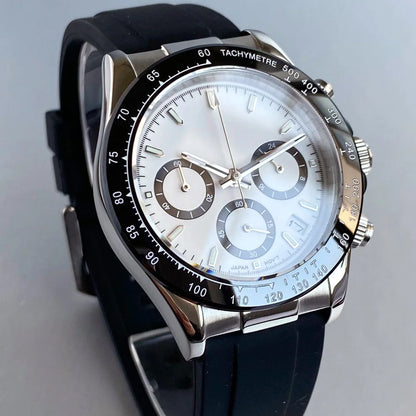 Relógio de Luxo para Homem VK63 com Movimento de Quartzo, Cronógrafo Business, 39mm, Aço/Ouro Rosa, Data, Mostrador Luminescente, Cronógrafo Completo